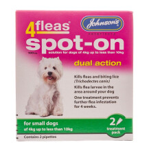 JOHNSONS 4FLEAS "DUAL ACTION" SPOT ON -SMALL DOG - LESS THAN 10KG FLEA