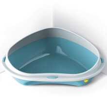 CAT CENTRE Blue Large Corner Cat Open Litter Tray With Rim Kitten Pet