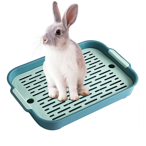 Hoquare Large Rabbit Litter Tray, Rectangular Bunny Litter Box with Gr