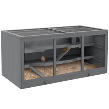 PawHut Wooden Hamster Cage, Small Animal Habitat with Tray, Openable T