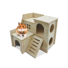 Eyksta Wooden Hamster House, Hamster Hideout Habitats Décor for Syrian