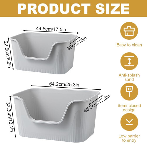 Duscdesp Open Top High Sided Cat Litter Box, 443822cm Extra Large Sp 1
