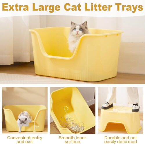 Duscdesp Open Top High Sided Cat Litter Box, 443822cm Extra Large Sp 2