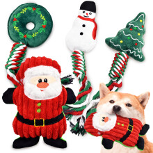Ousiya Dog Christmas Toys With Squeaker - 4 Pack Plush Interactive Che