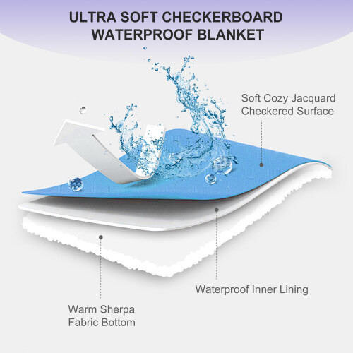 Yaning Checkered Waterproof Blanket for Bed Couch Sofa Car, Fluffy Sof 1