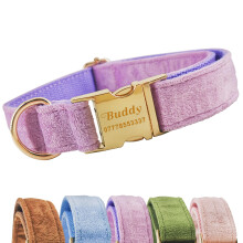 Personalised Dog Collar Custom Adjustable Velvet Dog Collars Engraved