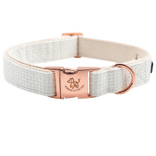 Elegant little tail Dog Collar - Wedding White Herringbone Dog Collar