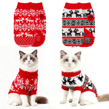 RANYPET 2 Packs Cat Christmas Jumpers, Christmas Puppy Knit Pullover J