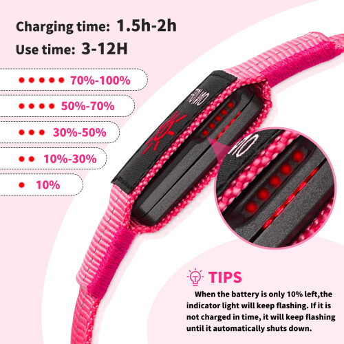 Light Up Dog Collars, LED Dog Collar Light Adjustable USB Rechargeable 1