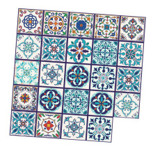 Vintage Floral Wall Decals 24 Pcs Self Adhesive Tile Stickers For Kitchen Mosaic Tiles Plastic Fade Resistant