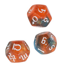 3PCS Acrylic Astrological Dice Set 12-Side Glitter Rune for Table Games