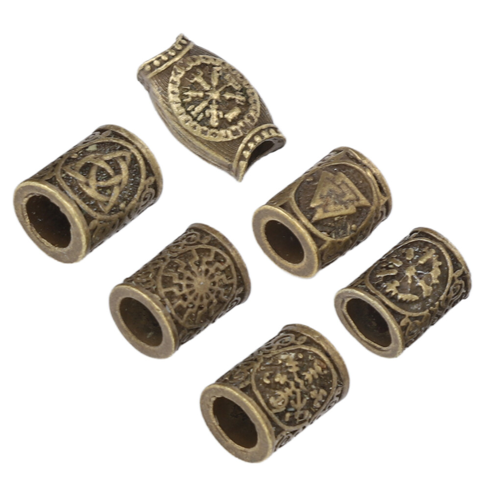 Unisex Cyan 6Pcs Antique Alloy Hair Beard Beads For Braiding, Jewelry Diy Accessories
