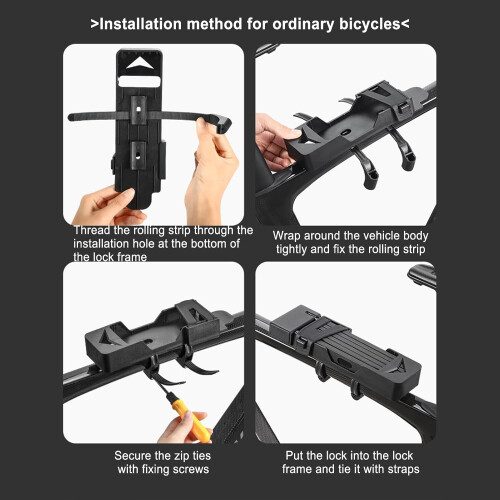 Folding Bike Lock, Universal Keyed Lock, Easy Mounting,  Security Metal AntiTheft Bicycle Lock For Travel 1