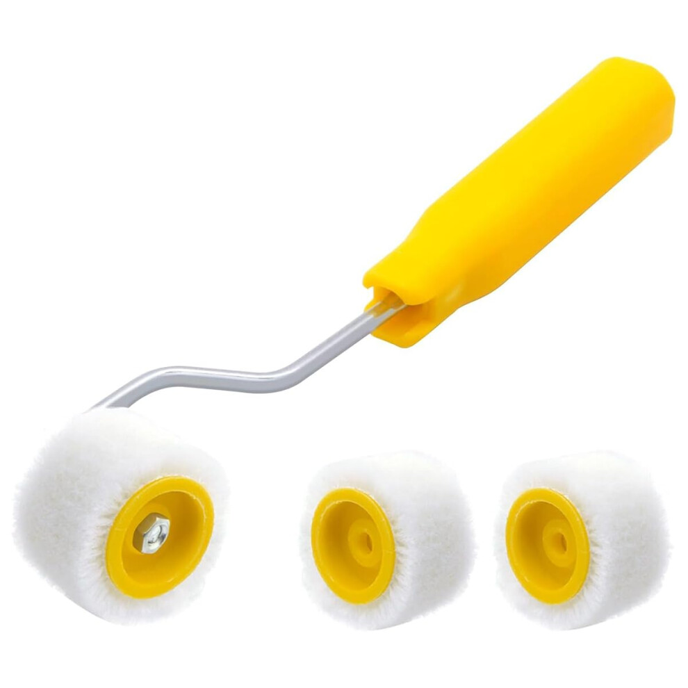 Mini Paint Rollers For Touch Up Trim Edges Corners, Extra Small Wool Brushes, Tiny Painting Tool (1 Brush + 2 Rollers) 9382693242143