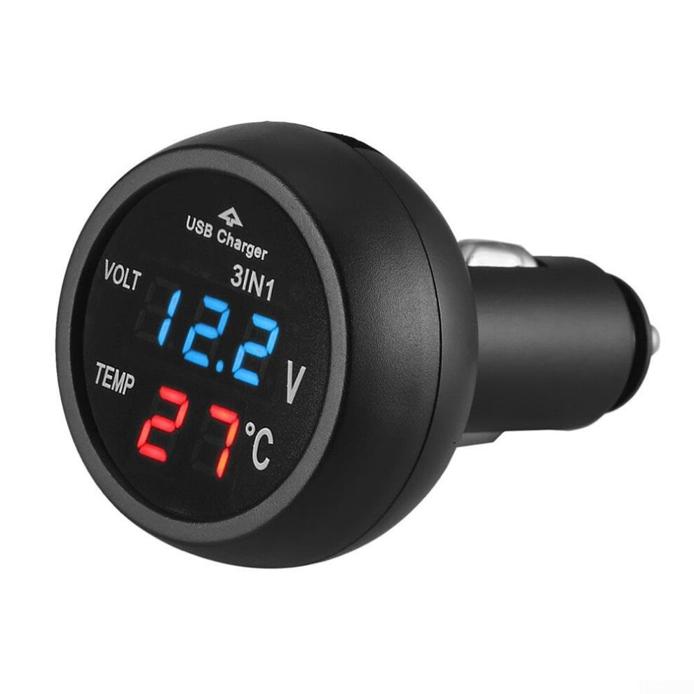 Car Digital Voltage Temperature Monitor 12V 24V Dual Power Led Display Real Time Monitor Voltmeter Temperature Gauge 9382693113986