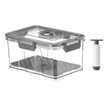 Vacuum Matförvaringsbehållare Transparent Kylskåp med Avloppsnätkapacitet Matdispenser för Kök Grå L