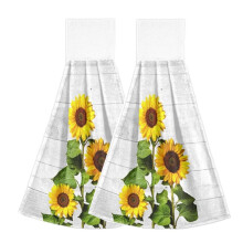 Toalla Colgante, Toalla Absorbente de Doble Cara, Estampado de Girasol, Toalla de Mano Sin Pelusa, Toalla Cuadrada de Baño