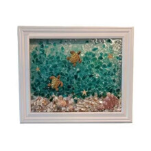 Ocean Theme Sea Glass Art Kit for Adults Photo Frame Easy Operation DIY Mosaic Arts and Kits Handmade A