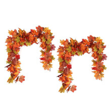 Thanksgiving Girlander 2 ST Artificiell Höstgirland Lönnlöv 5,8 Fot Dekorativ Höstgirland för Öppen Spis Dörrkarm