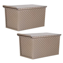 2er-Pack Antihaftbeschichtete Brotbackformen mit Deckel, Backform Aus Karbonstahl für Selbstgebackenes Brot, Toast und Backgeschirr