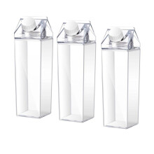 3 Stuks 1000 Ml Melkwaterfles Vierkante Plastic Koffiemelkfles Draagbare Herbruikbare Lekvrije Sapfles voor Kamperen