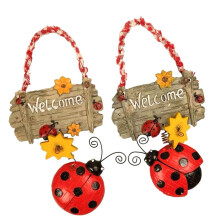 Cartolina di Benvenuto con Fiori di Coccinella Cartone Animato. Numero Carino Ornamento. Decorazione per La Porta di Casa. Girasole, con Elenco,