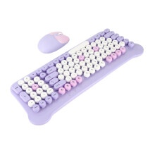 Set di Tastiera e Mouse Wireless Viola Compatibile Windows 98-11 2.4G Carino