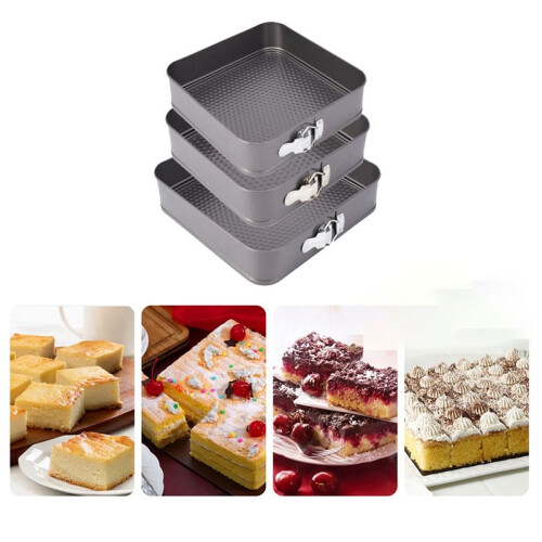 Cheesecake Baking Pan Spring Non-Stick Metal Square Baking Mold Spring Pan Leak-Proof Removable Kitchen Mold 1