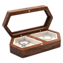 Scatola Porta Anelli In Legno A 2 Scomparti, Scatola Porta Anelli da Viaggio, Orecchini, Gioielli, Organizer Giornaliero,  di Fidanzamento,