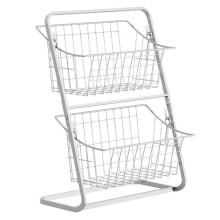 Mensola Portaoggetti da Cucina A Doppio Strato per Condire, Verdura, Frutta, Montaggio, Bagno, Supporto Rimovibile, Bianco