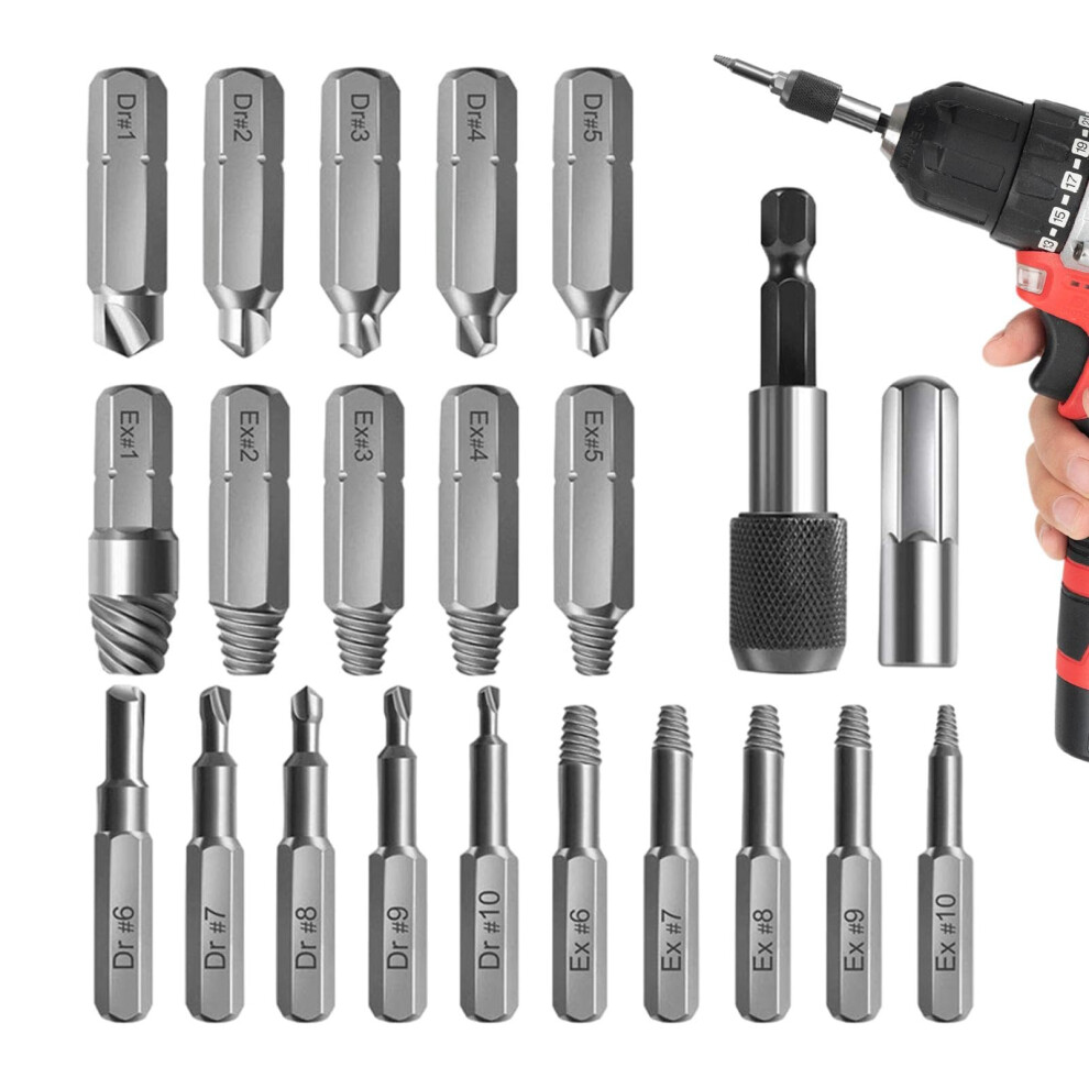 Screw Extractor And Bolt Extractor 22Piece Kit For Broken Or Stripped Screw Removal Durable Steel 9199774980814