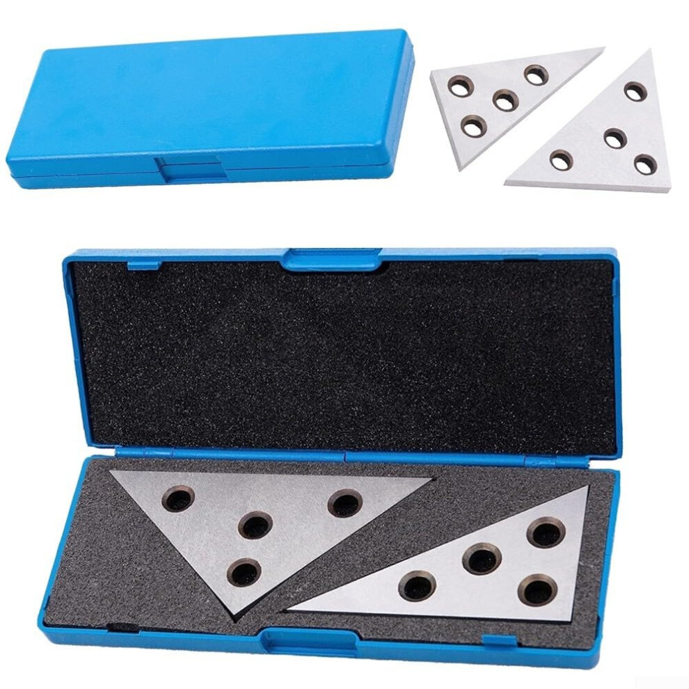 Angle Blocks 2Piece Set, Solid Metal Angle Plates Gauge 306090 And 454590 Degrees, Silver 9347817408881