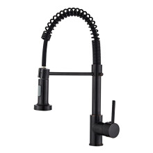 Kitchen Faucet With PullDown Sprayer, Deck Mounted, Stainless Steel, Black Nero Finish, Standard Fittings