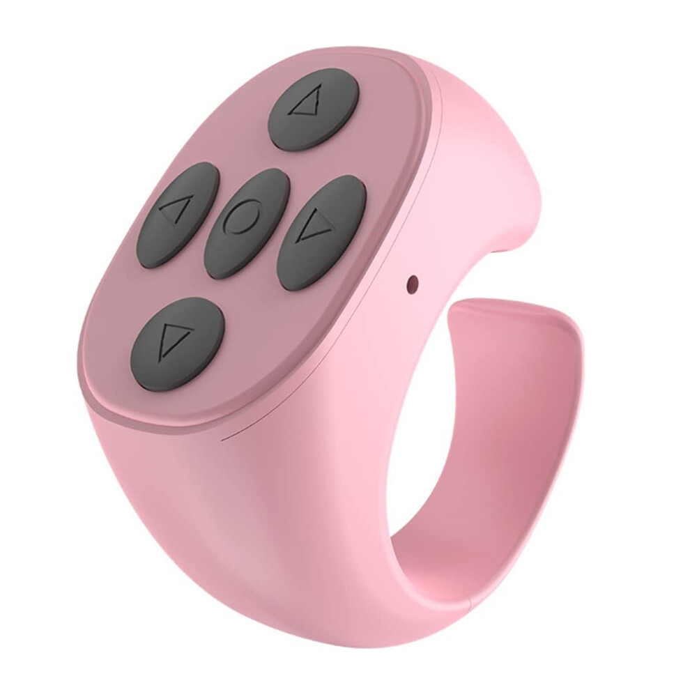 Fingertip Page Turner Bluetooth Remote Control Scrolling Ring For Videos, Wearable Camera Shutter Button, 10M Range, Pink 9382693244826