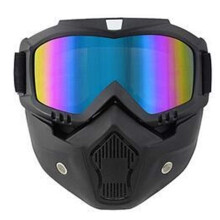 Dirt Bike Goggles with Detachable Mask, Motocross Motorcycle Goggles for Road Riding, Protective Padding, Helmet Compatibility