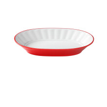 Commercial Chinese Buffet Dishes Model 227711 Red And White Salad Plates For Restaurant Cafeteria