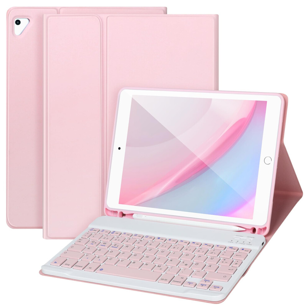 Keyboard Case 9.7 With Detachable Bluetooth Keyboard, Pencil Holder For Ipad 6Th Gen, Air 2, Pink 9199774982870