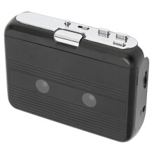 Bluetooth Compact Cassette Player with Built-in Speaker, Auto Reverse, FM Radio, 3.5mm Jack, Retro Design, Black