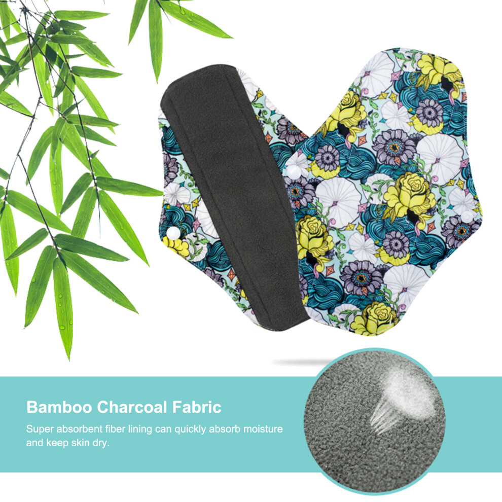 Reusable Menstrual Pads Women Washable Bamboo Charcoal Cloth Sanitary Pads
