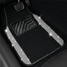 Auto-Fußmatten-Set, Universell, Rutschfest, PVC, Fersenpolster, Glitzerndes Rautenmuster, Allwetter-Auto-Fußmattenschutz