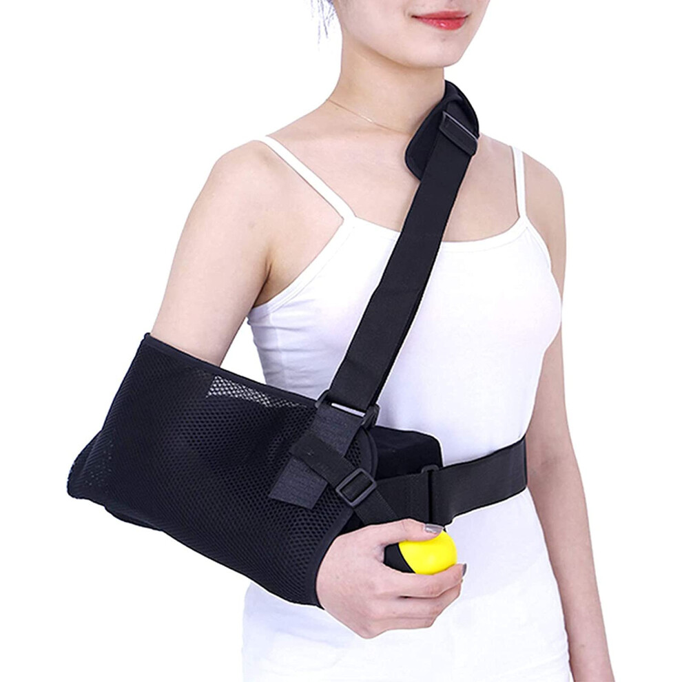 Arm Support Immobilizer With EVA Grip Ball And Lumbar Pad Adjustable Rotator Cuff Stabilization Brace For Right Arm