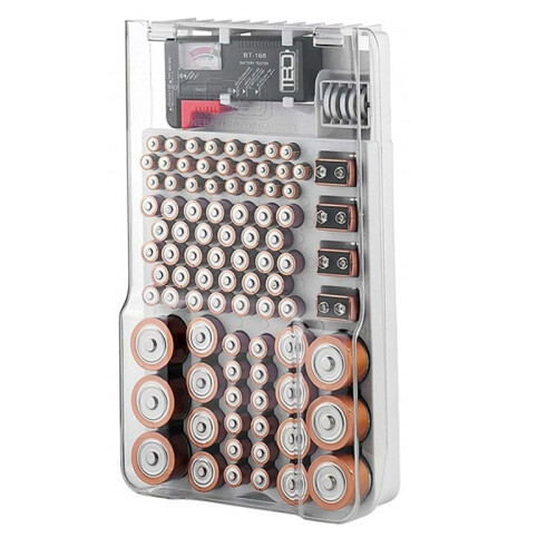 Battery Capacity Test Instrument Battery Strength Indication Organizer Multifunctional Battery Organizer,White 2
