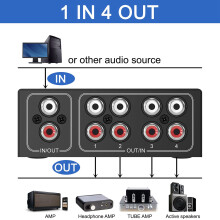 4-Wege Stereo L/R Ton Kanal, Bidirektionaler Audio Umschalter, 1 in 4 Aus / 4 in 1 Aus, Audio  Splitter für Lautsprecher