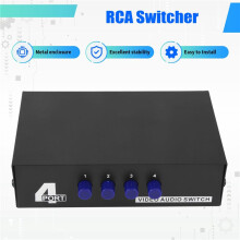 4 Port AV  RCA Switcher 4 in 1 Aus Verbundstoff Video L/R Audio Selektor Box für DVD STB Spiel Konsolen