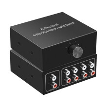 Bidirektionale RCA Audio-Umschaltbox mit 4 AnschlüSsen, Audio-Drehschalter, Plug--Audio-Splitter für TV-Spielekonsolen-KopfhöRer