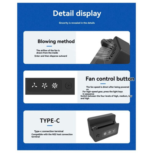 Cooling Fan with 2-Speed Adjustment Console Dock Cooler Host Heatsink for   2 2