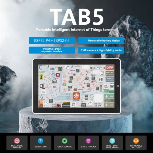 Für M5Stack Tab5 IoT Controller/Development Kit Tragbares  IoT Terminal ESP32-P4 + ESP32-C6 mit NP-F550 Akku