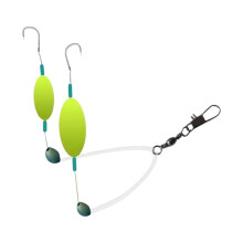 Double Hook Fishing Hair Rigs Stainless Steel Carp Inline Rig Kit Size 2/0 Swimming Baits