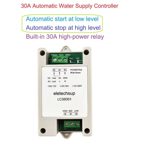 ELETECHSUP LC35D01 Automatic Water Level Controller Automatically Start and Stop the Water Pump Liquid Level Controller DC12V 1