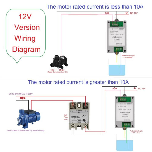 ELETECHSUP LC35D01 Automatic Water Level Controller Automatically Start and Stop the Water Pump Liquid Level Controller DC12V 2
